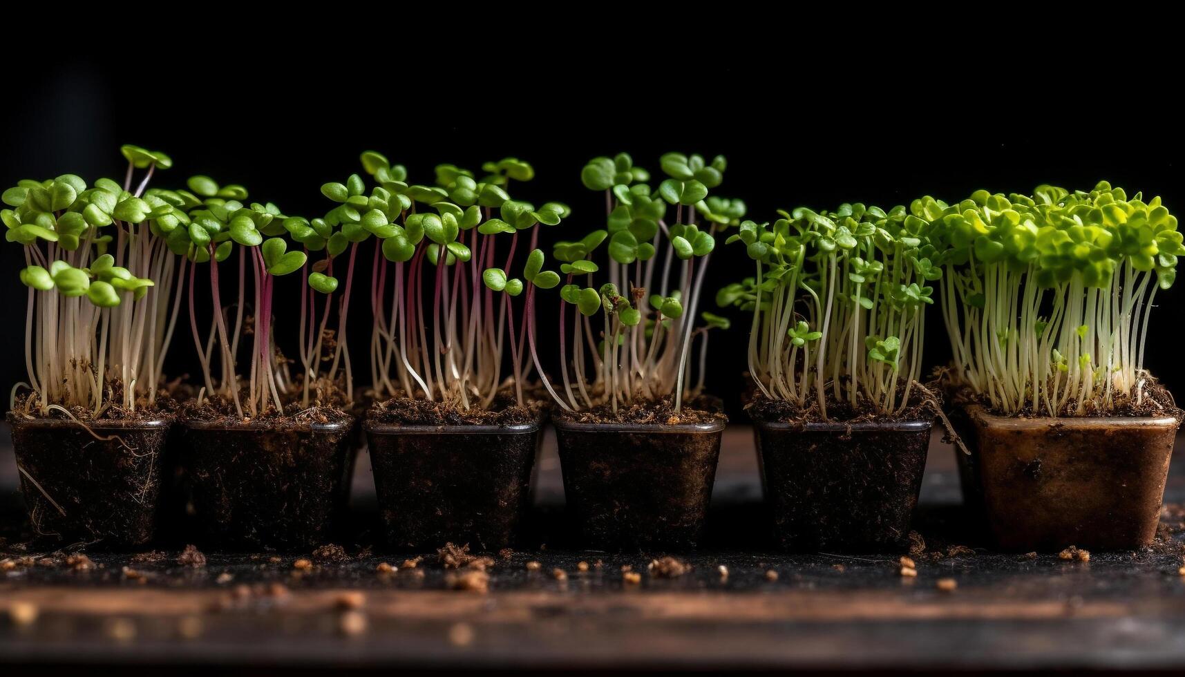 Freshness of new life in a row, healthy eating ideas grow generated by AI photo