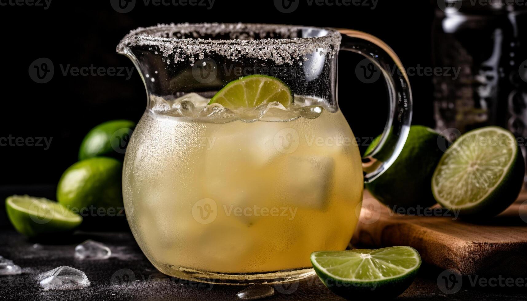 Refreshing summer cocktail with lime, lemon, ice, and fresh mint generated by AI photo