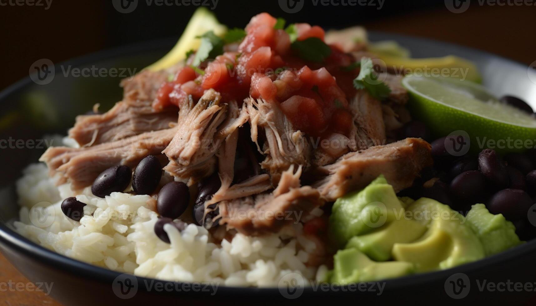 Freshness and healthy eating on a plate of gourmet vegetarian food generated by AI photo