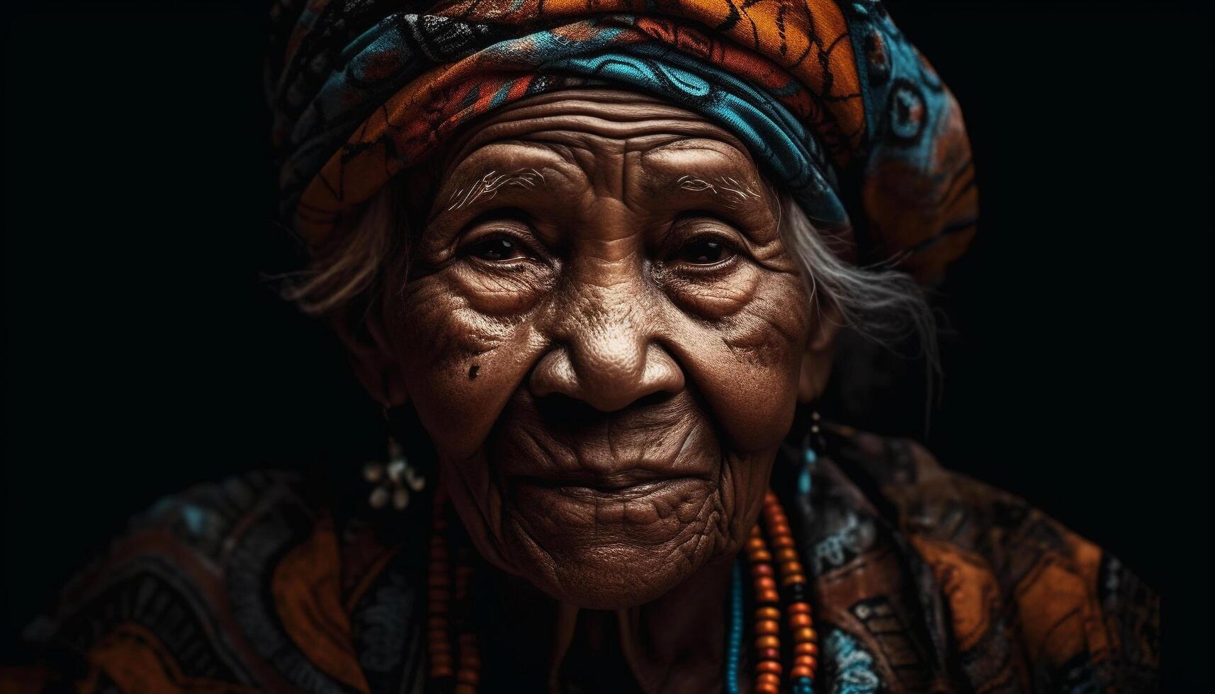 One person portrait, men and women, senior adults, indigenous culture generated by AI photo