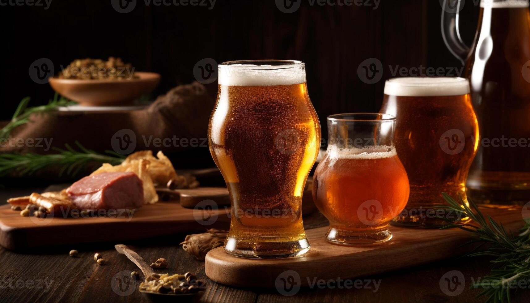 Freshness and frothy drink in a pint glass at a rustic pub generated by AI photo