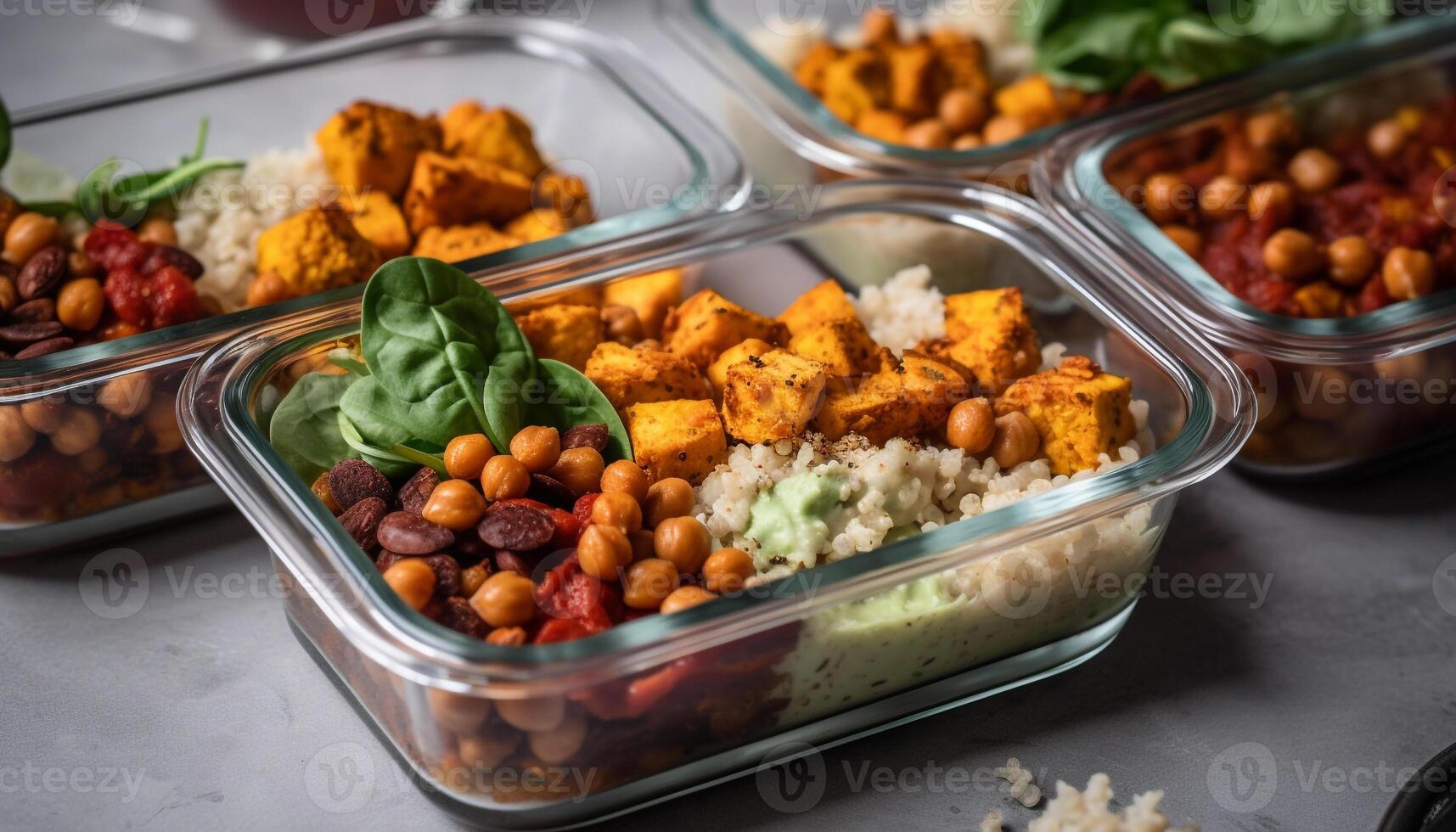 Freshness and variety on a plate, a healthy gourmet salad generated by AI photo