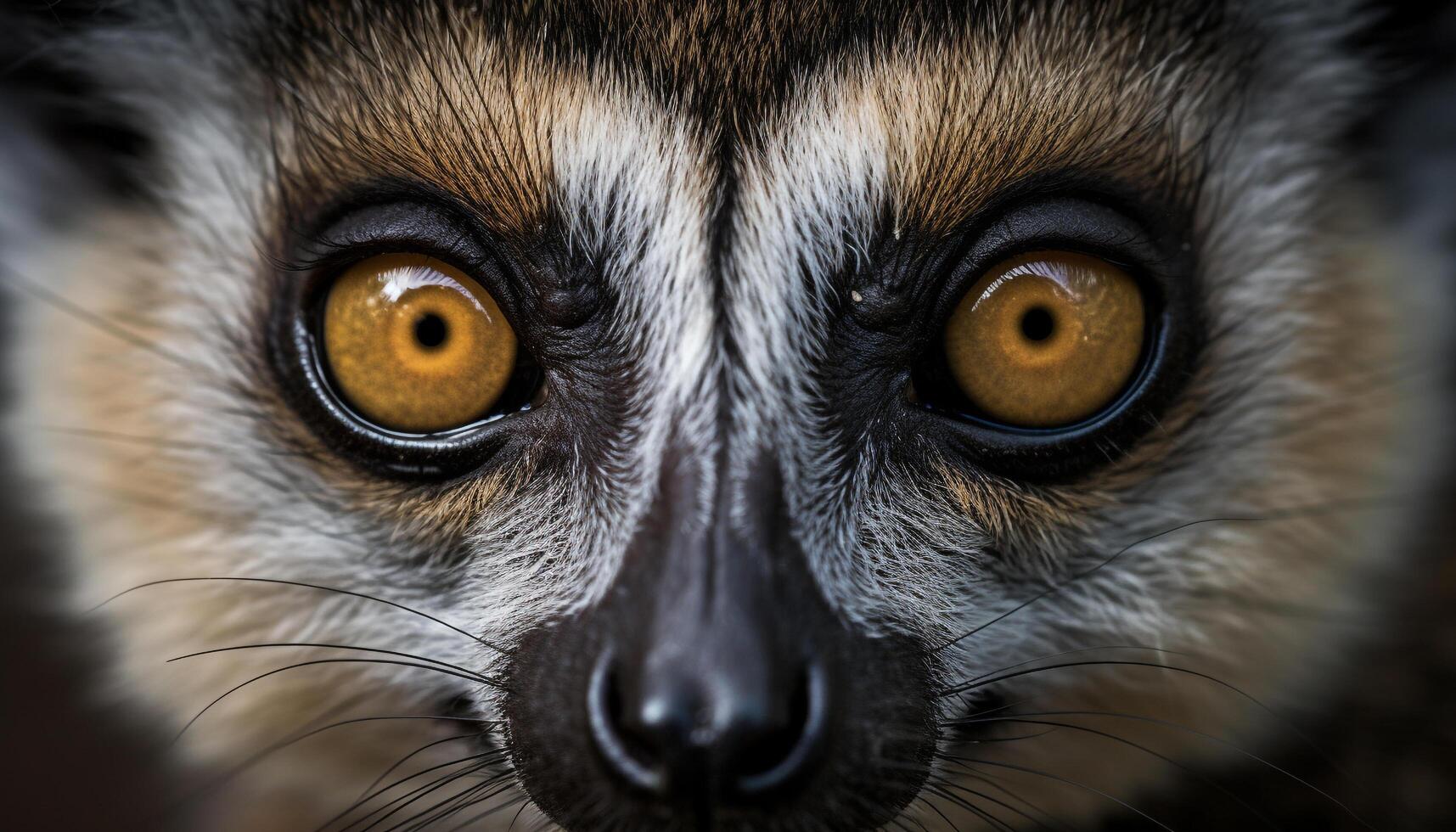 Cute lemur staring, close up, nature portrait, focused on foreground generated by AI photo