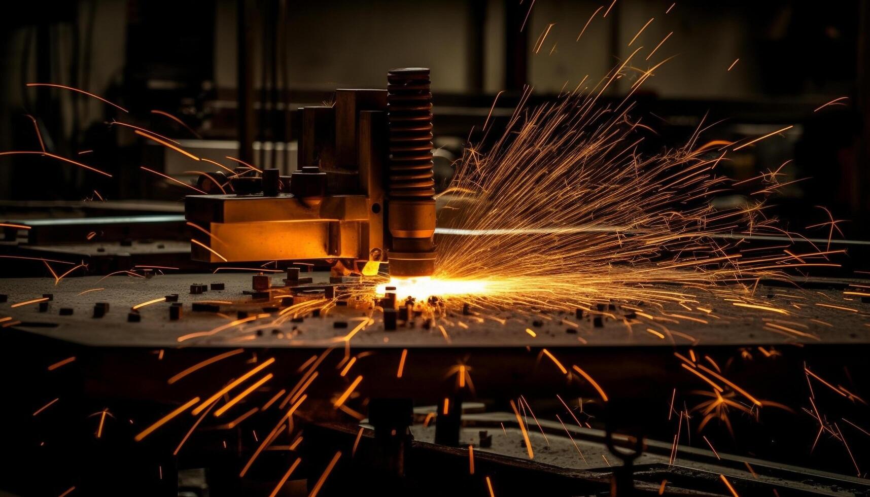 acero industria fábrica ocupación trabajando metal taller corte trabajo herramienta fuego fabricación Ingenieria generado por ai foto