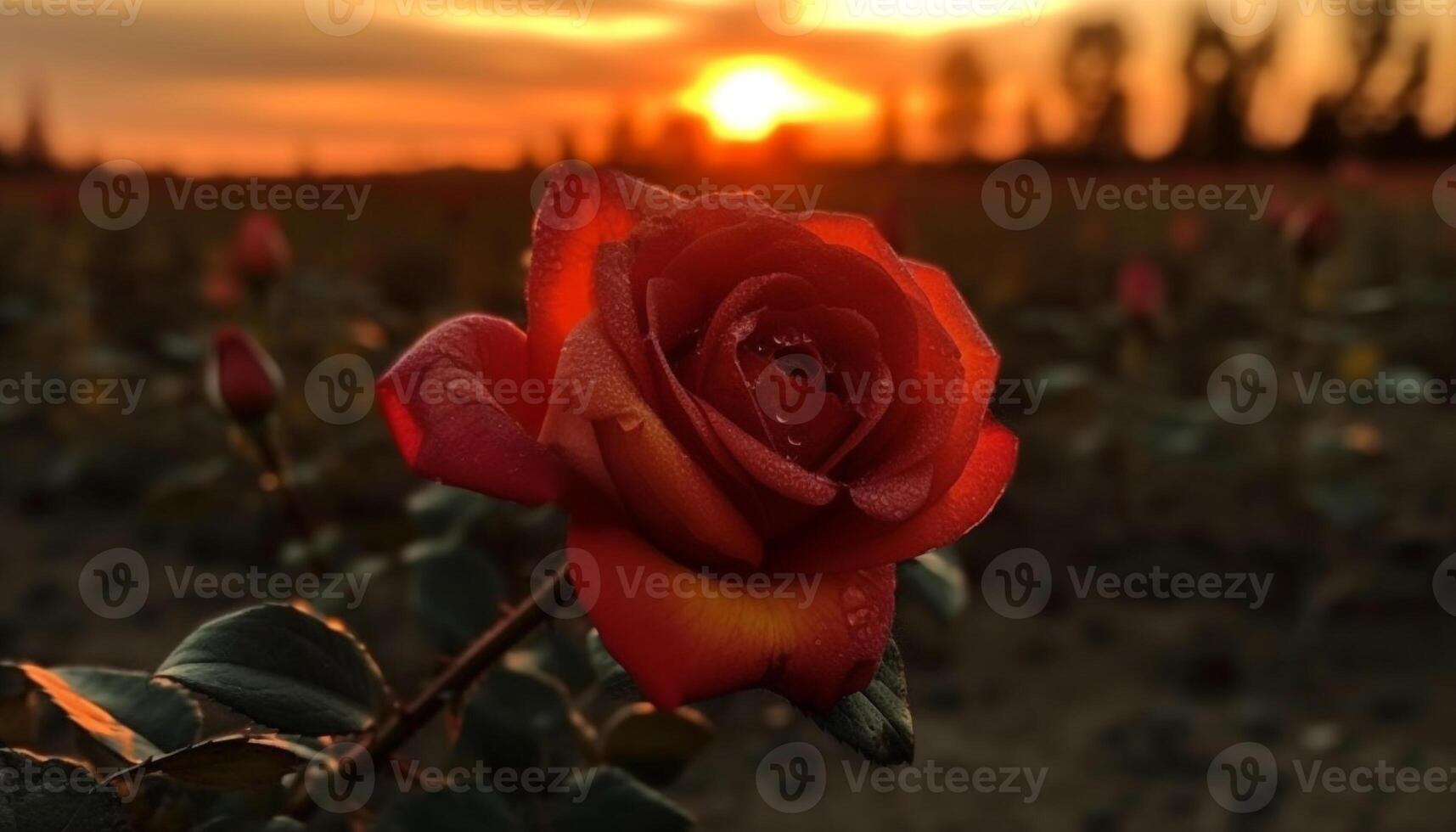 A vibrant yellow tulip blossoms in the meadow at dawn generated by AI photo