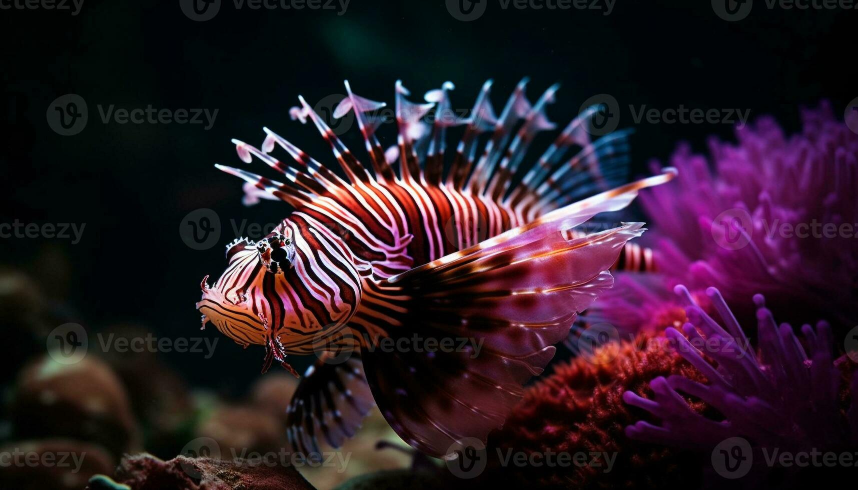 Underwater fish reef showcases the beauty of multi colored aquatic animals generated by AI photo