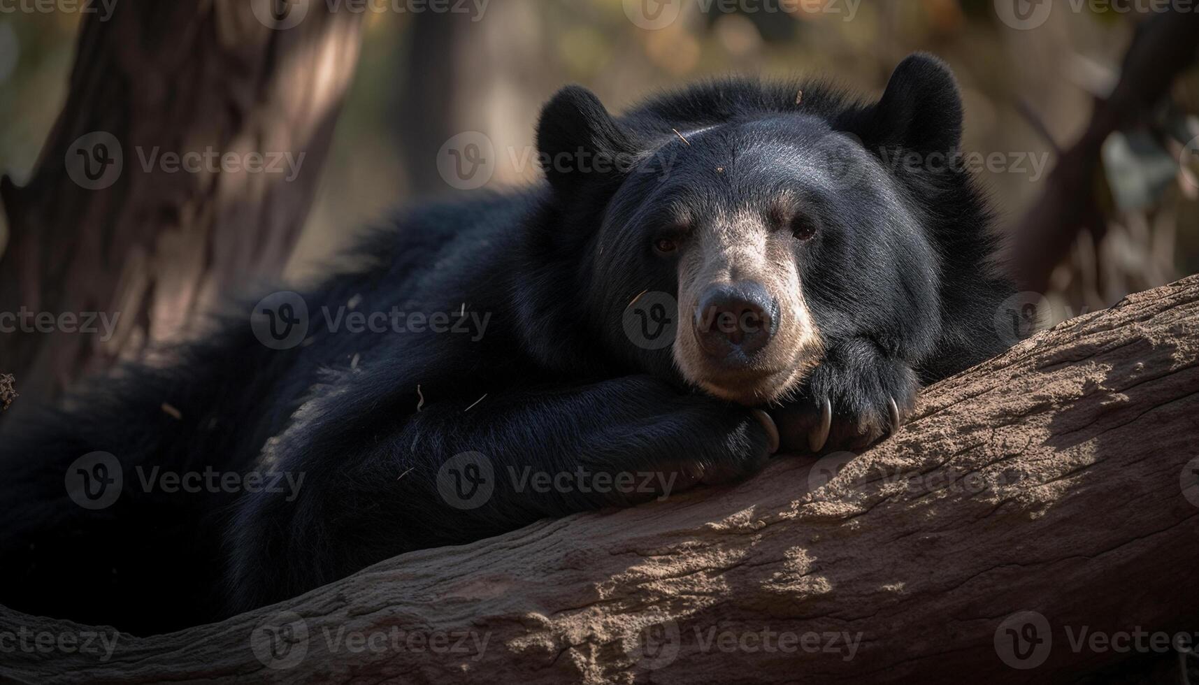 A cute canine sits in the forest, looking at the camera generated by AI photo