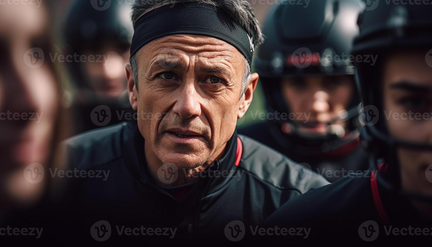 un grupo de determinado Atletas, mirando fuerte y confidente juntos generado por ai foto