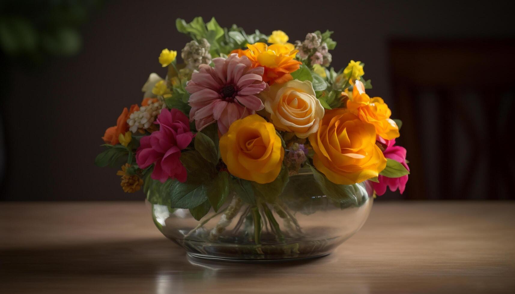 Freshness and beauty in nature a bouquet of multi colored flowers generated by AI photo