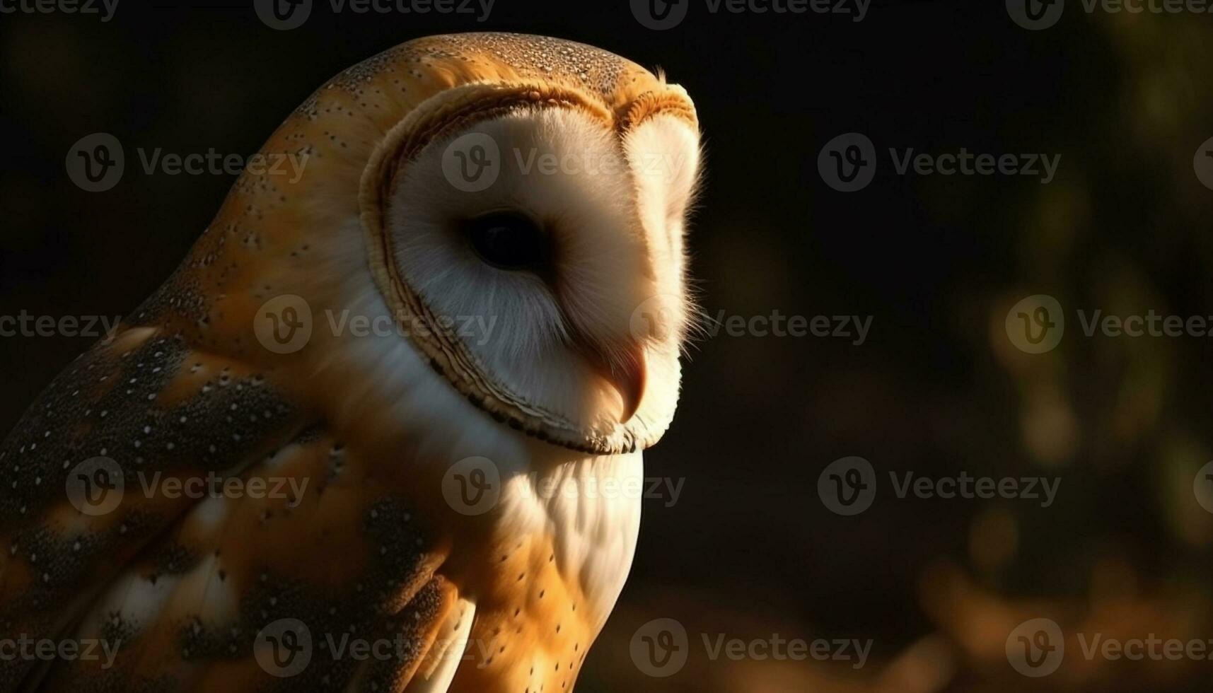 Eagle owl perching on branch, staring, nature beauty in focus generated by AI photo