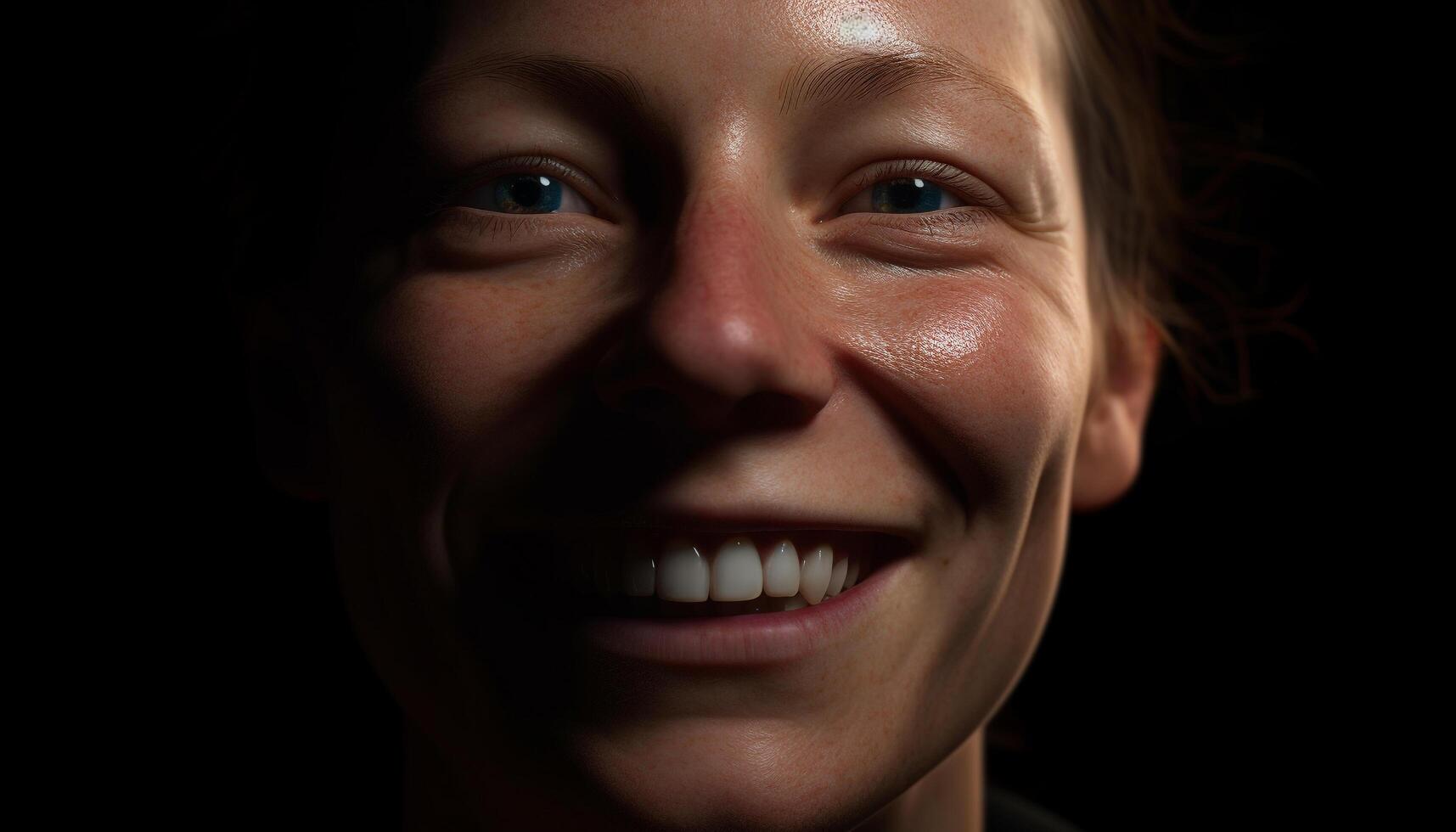 Smiling portrait of one person, a cheerful Caucasian adult generated by AI photo