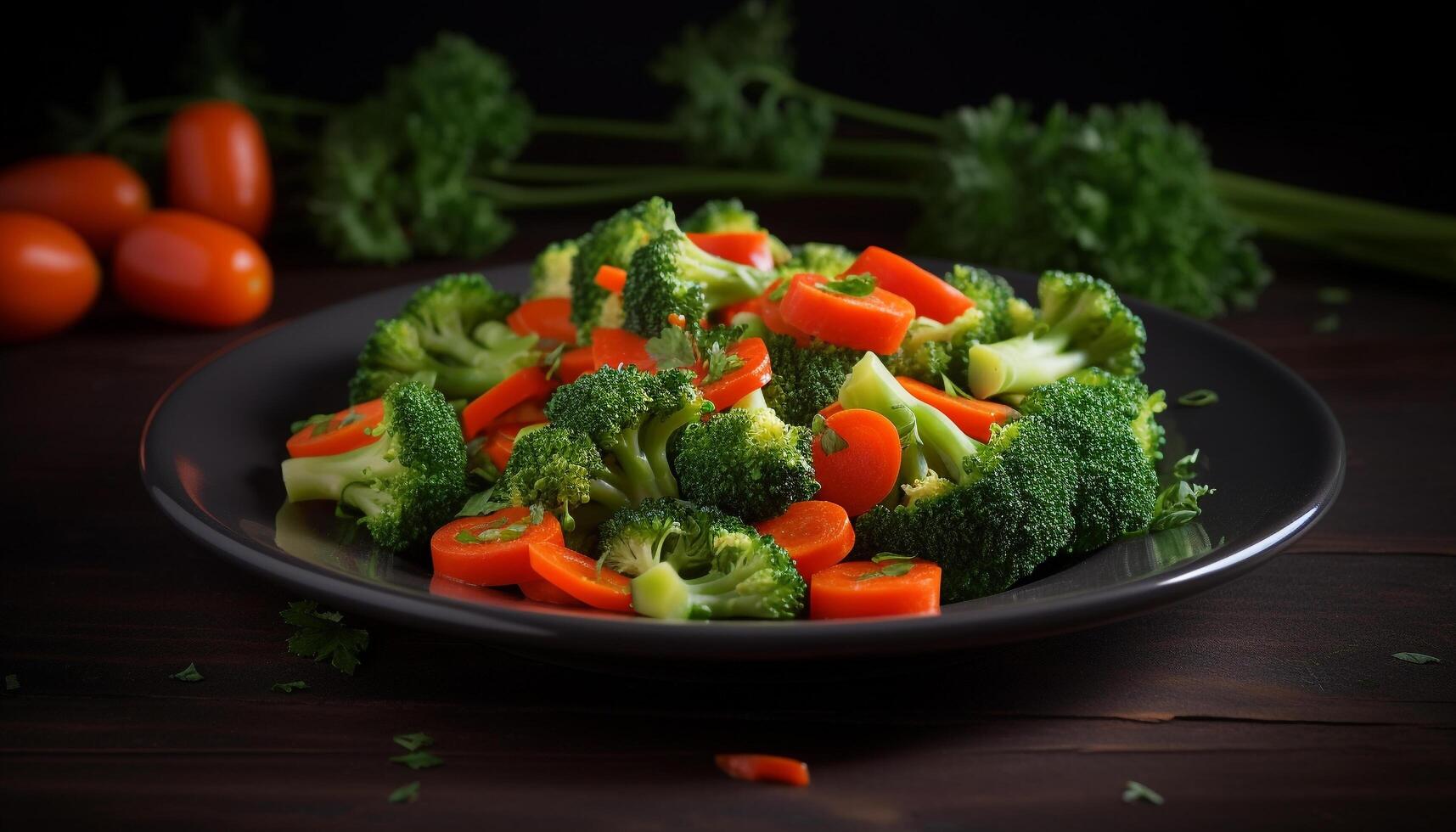 Freshness and health in a vegetarian meal of organic salad generated by AI photo