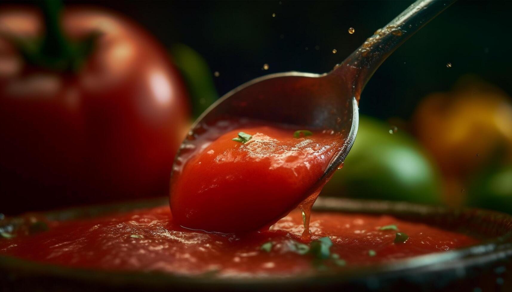 Fresh tomato salad, a healthy gourmet vegetarian meal in summer generated by AI photo