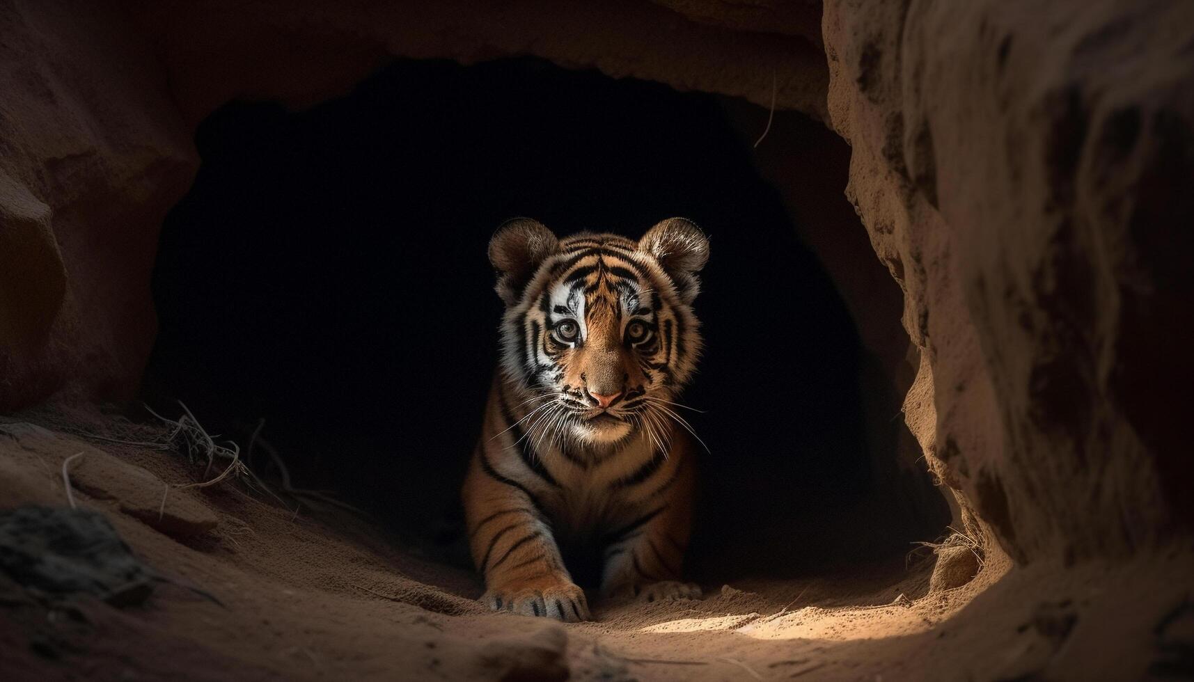 Majestic Bengal tiger, fierce and beautiful, walking in the wild generated by AI photo