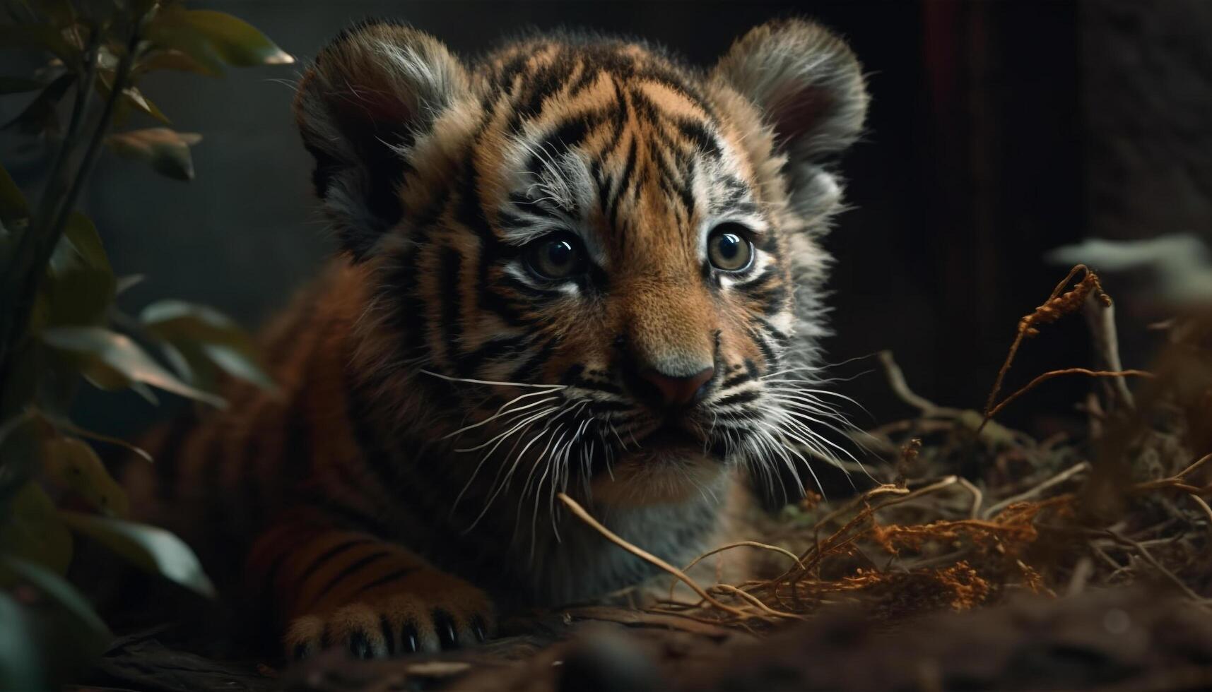 Tiger, fierce and majestic, roams the wild, captivating nature beauty generated by AI photo