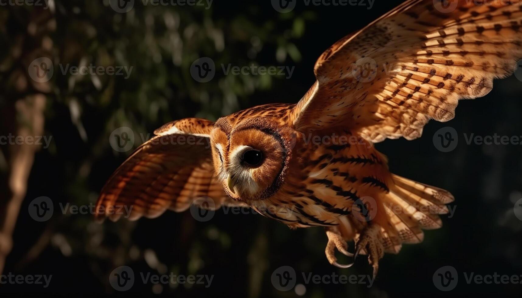 Bird of prey flying in the wild, close up of its feather generated by AI photo