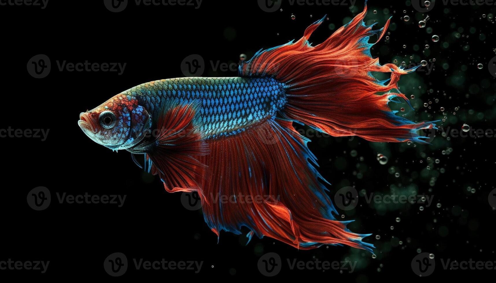 Siamese fighting fish in motion, swimming underwater, displaying beauty generated by AI photo