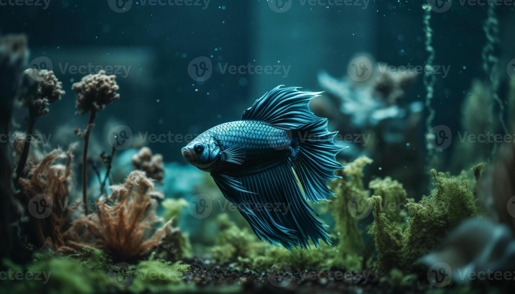 Underwater motion reveals the beauty of aquatic nature and fish generated by AI photo