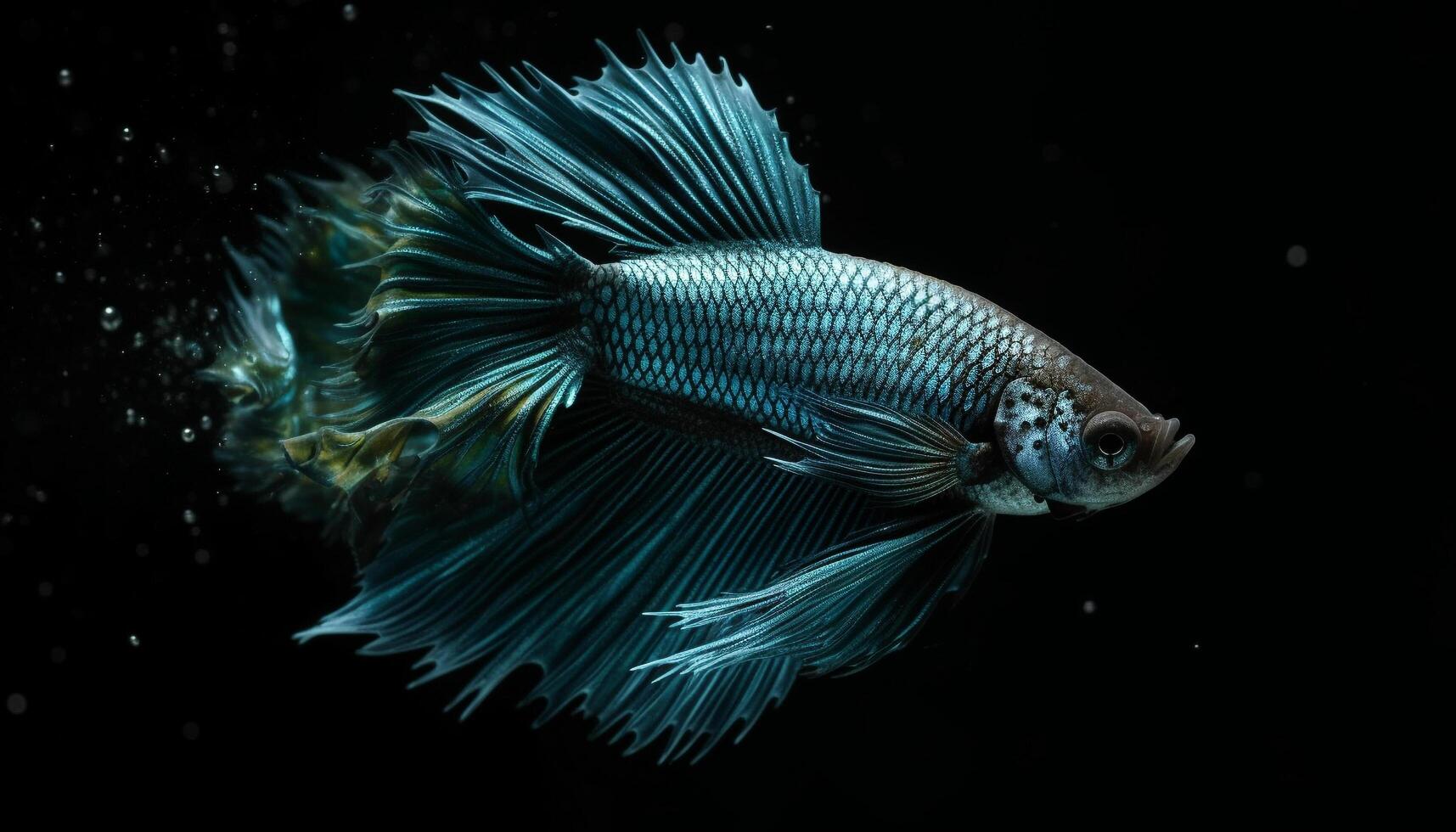 Siamese fighting fish swimming in blue water, displaying aggression and beauty generated by AI photo