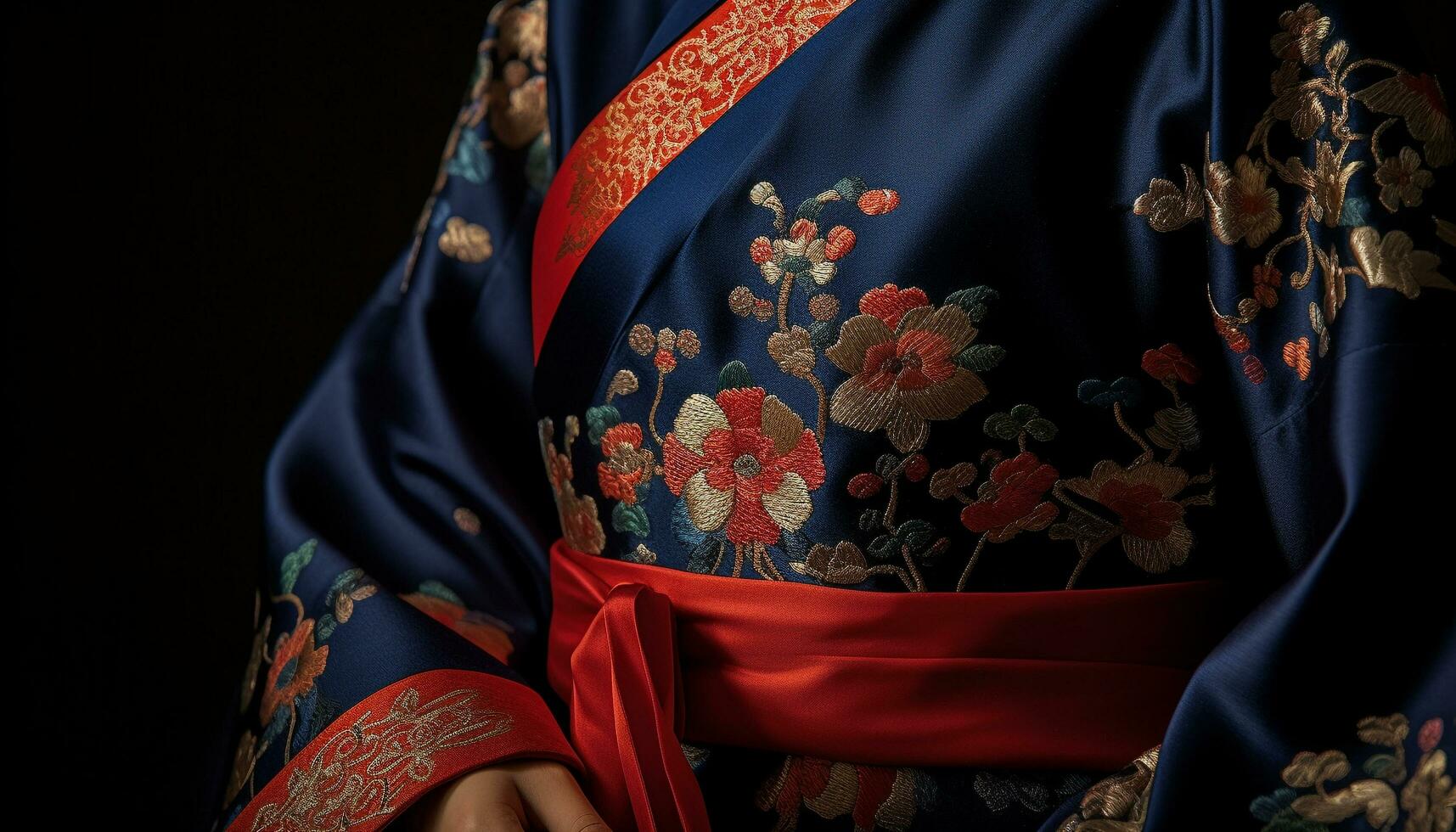 tradicional ropa de japonés cultura, elegancia en mujer generado por ai foto