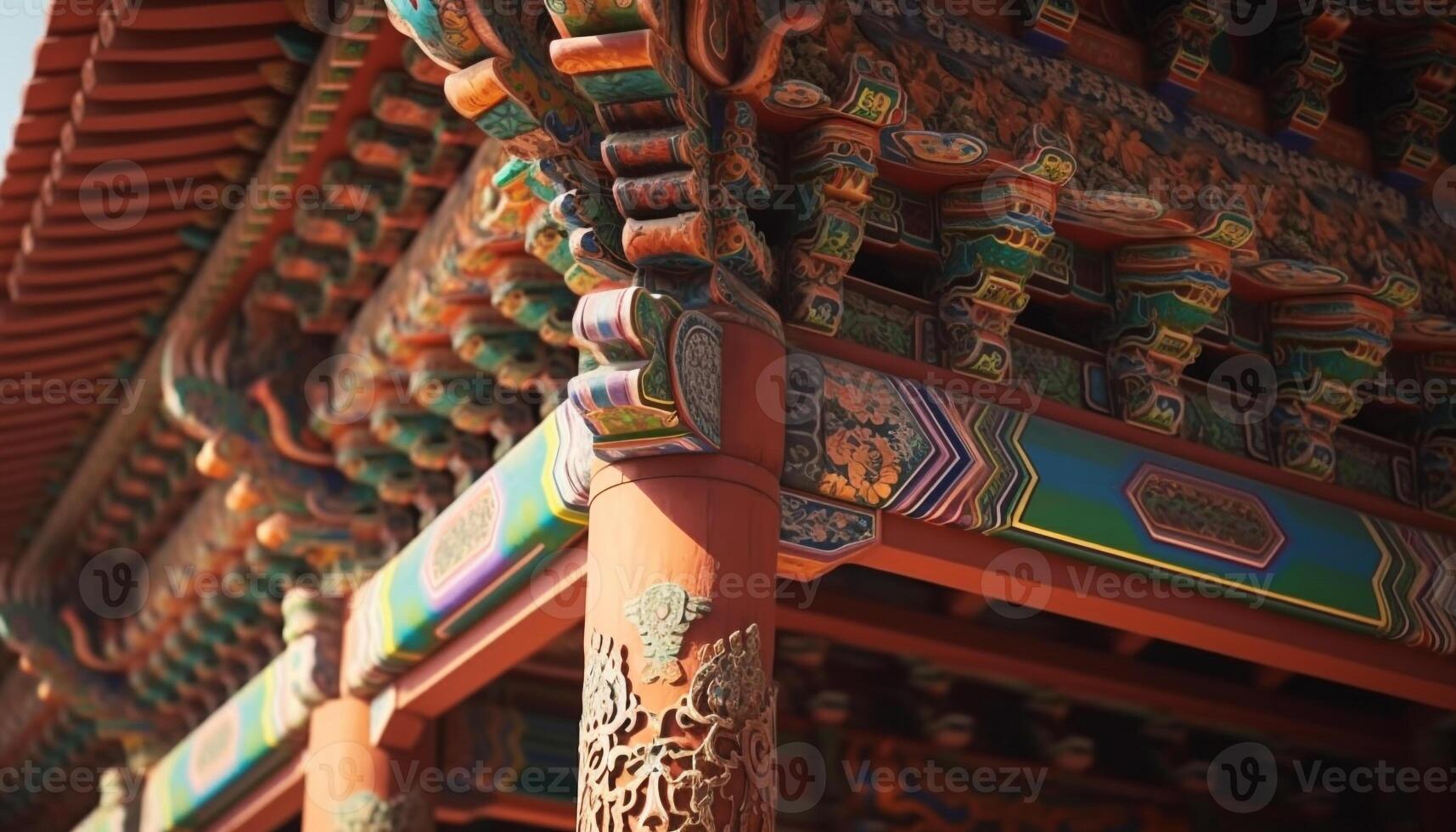 Ancient Beijing famous pagoda showcases Chinese culture and intricate architecture generated by AI photo
