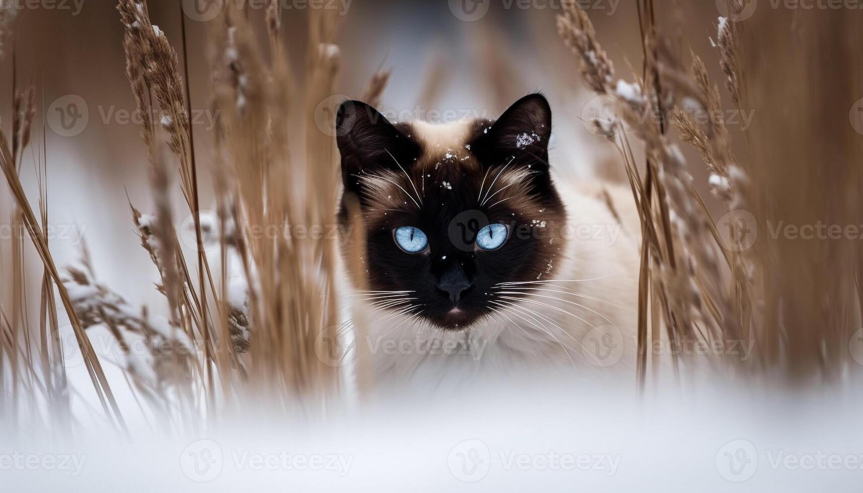 linda gatito sentado en césped, curioso con curioso azul ojos generado por ai foto