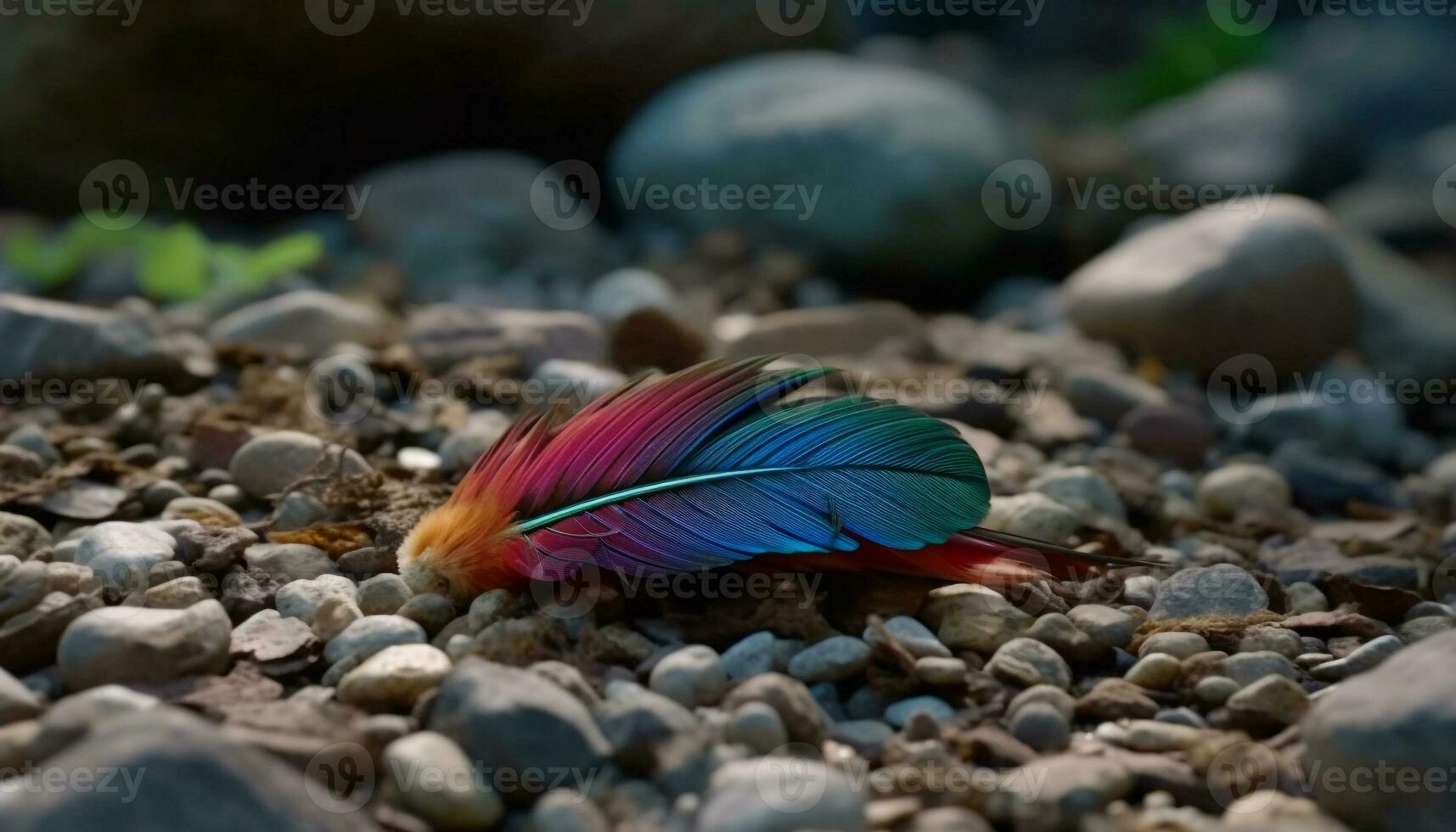 Fluffy peacock feather showcases vibrant colors in nature elegant beauty generated by AI photo