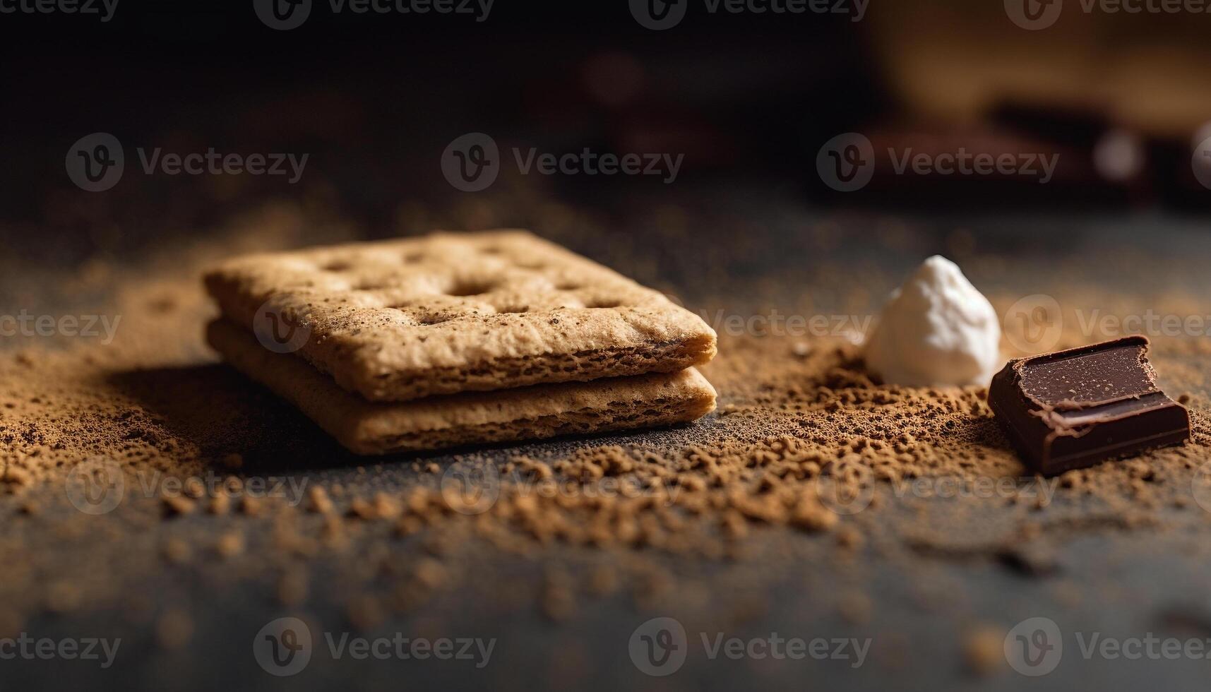 A stack of homemade chocolate chip cookies on a wooden table generated by AI photo