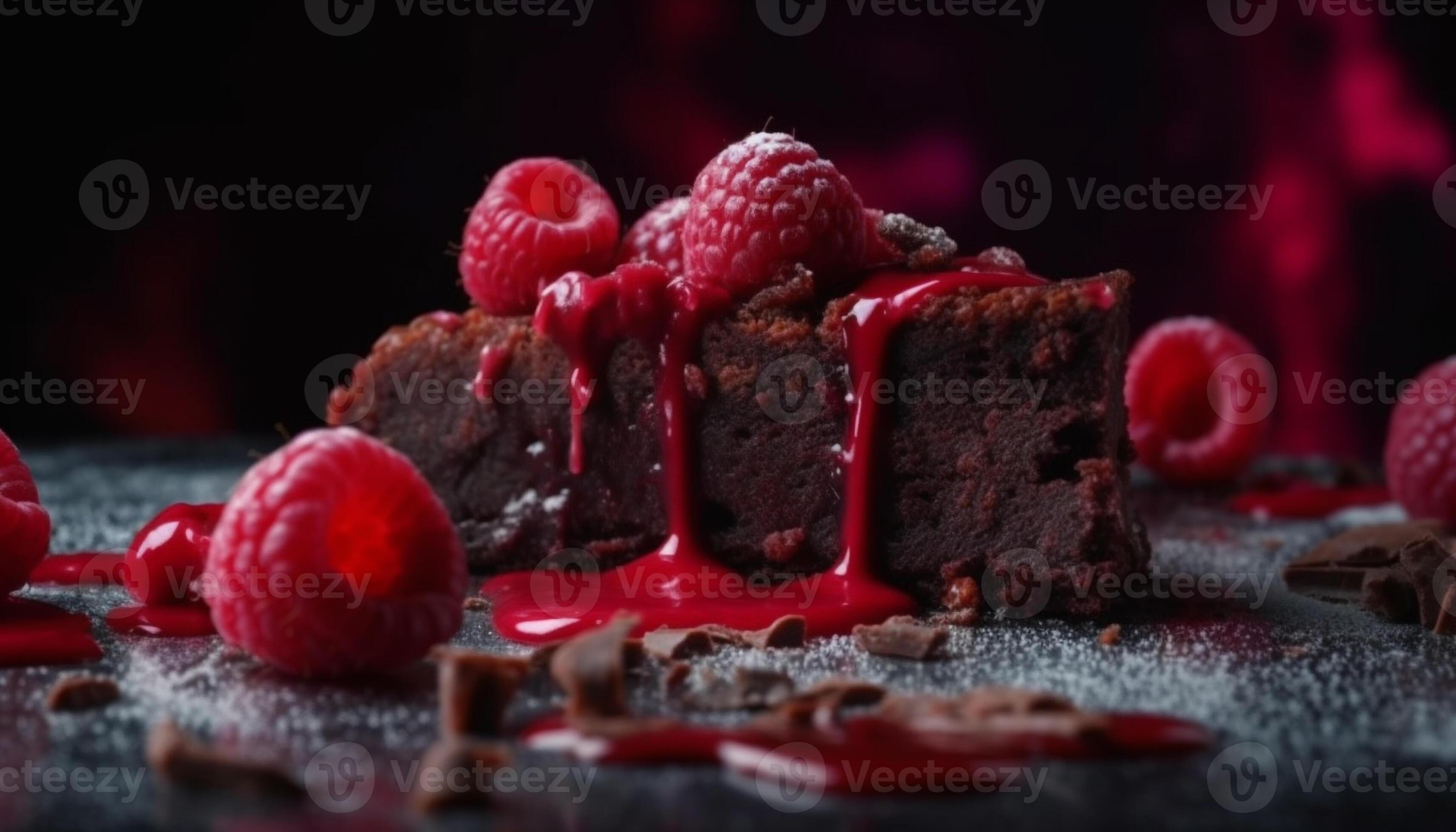 Raspberry dessert, chocolate gourmet, sweet pie, homemade candy, dark