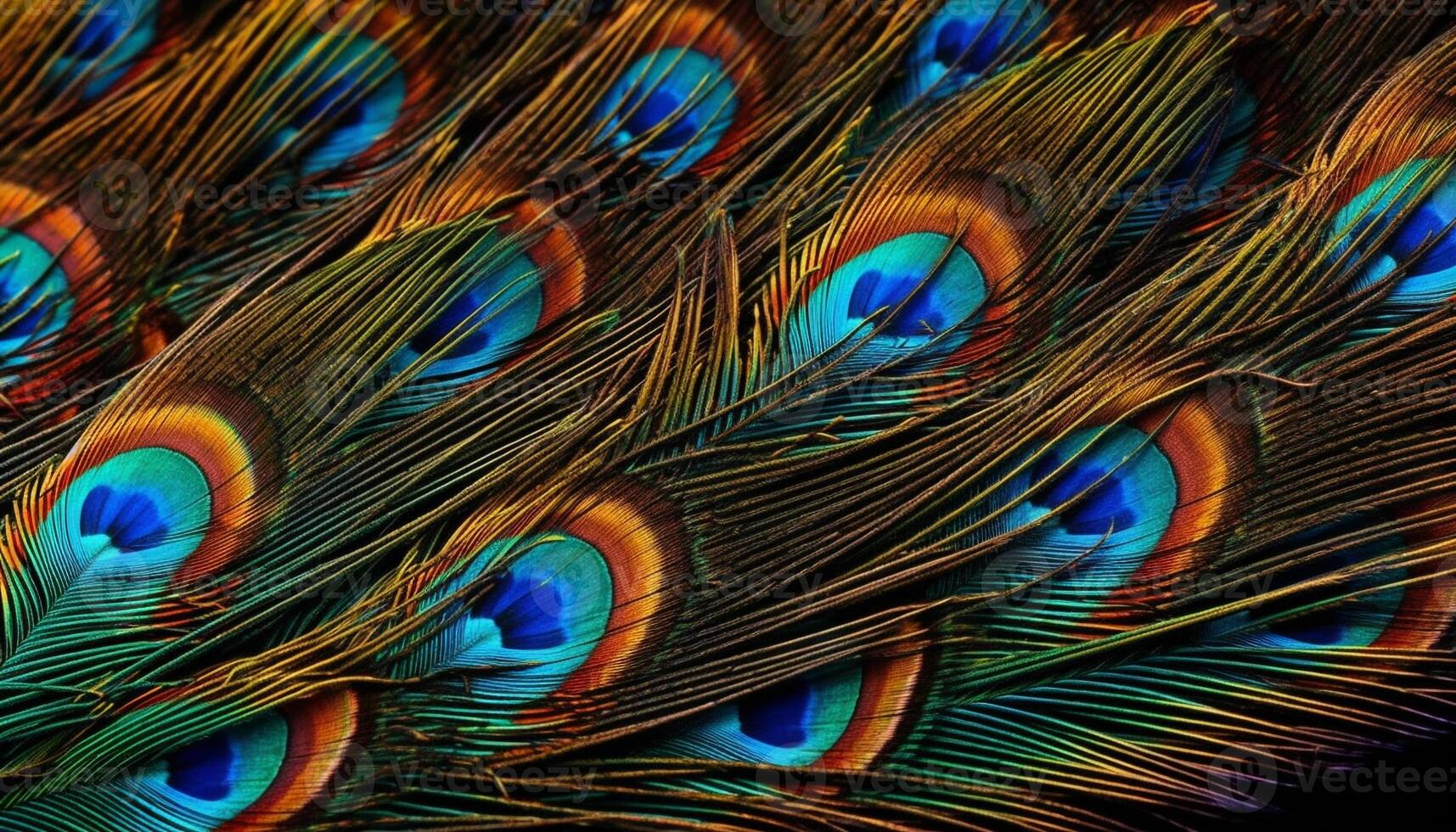 vibrante colores de pavo real plumas escaparate naturaleza belleza y elegancia generado por ai foto