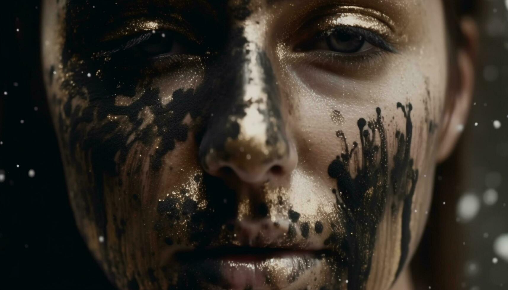 Young adult woman with wet hair, looking sensually at camera generated by AI photo