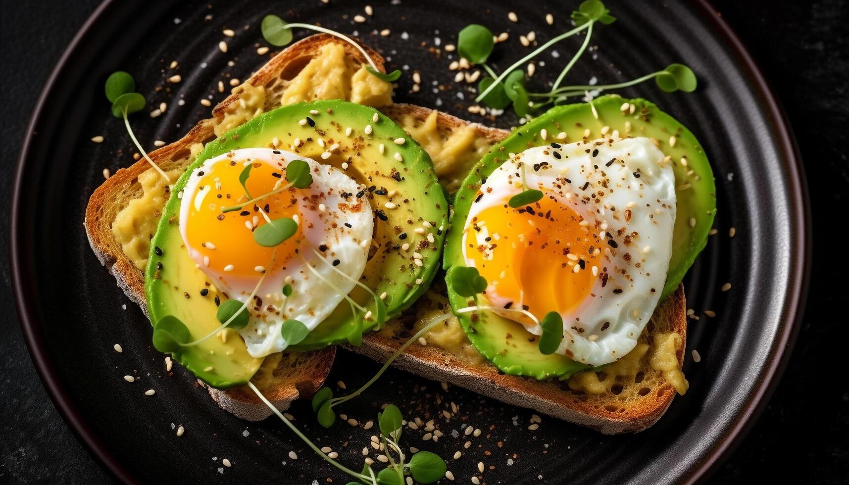 Freshness on plate grilled healthy sandwich, cooked meat, toasted bread generated by AI photo