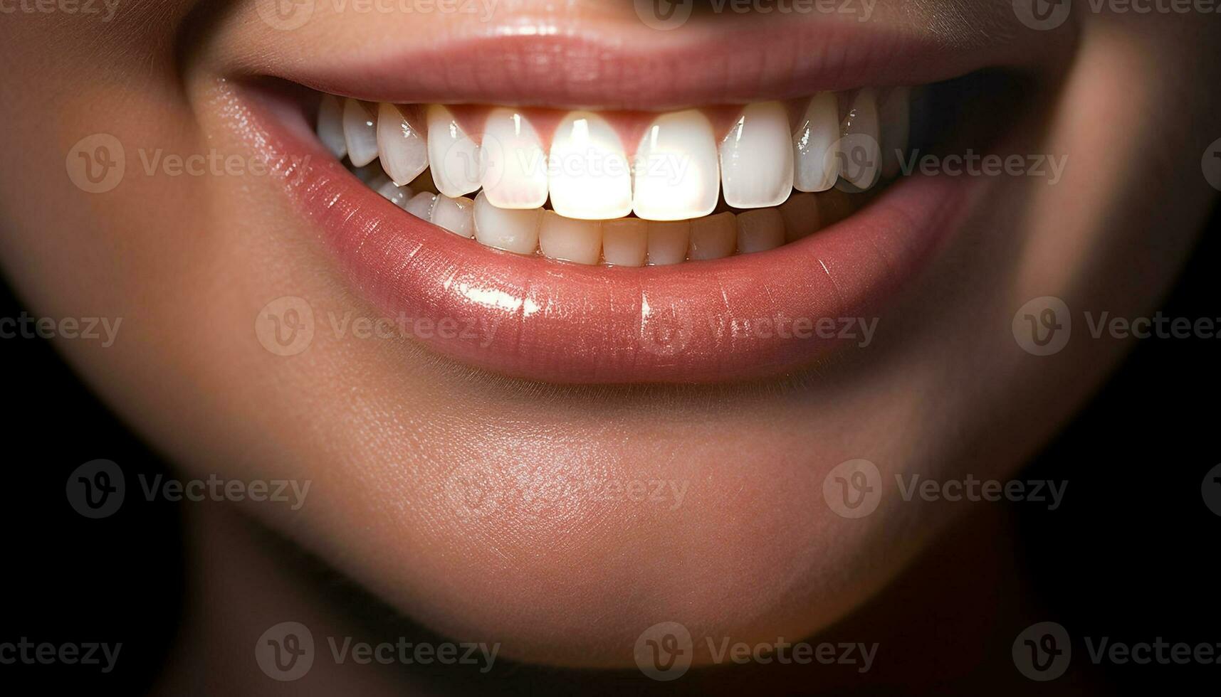 sonriente mujer con limpiar dientes, Fresco y sano dental belleza generado por ai foto