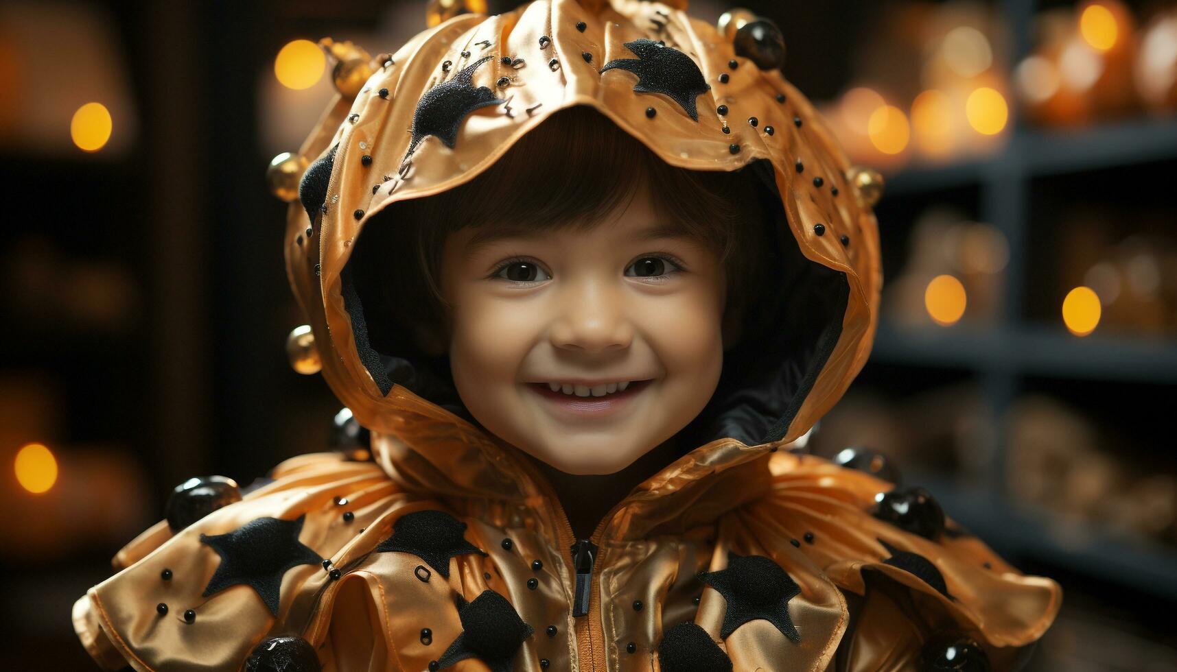 Smiling child, cute happiness, cheerful portrait, childhood fun, joy boys generated by AI photo