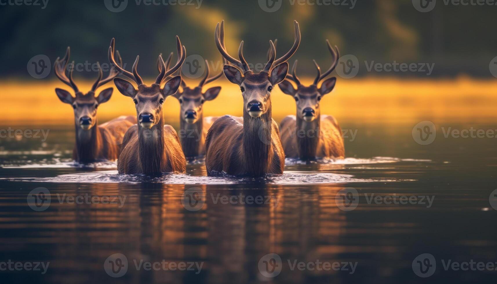 un sereno reflexión de naturaleza belleza ciervo en el salvaje generado por ai foto