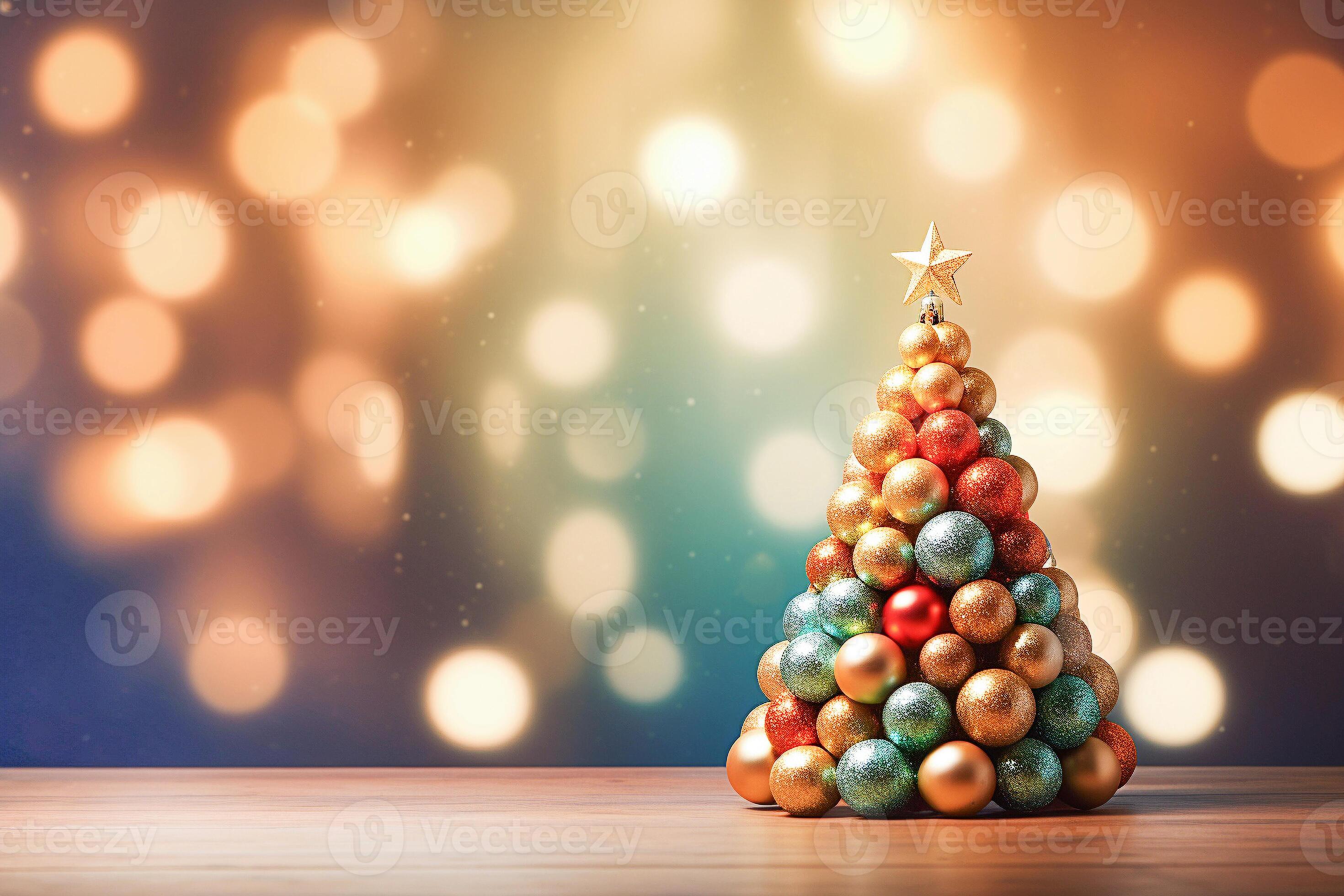 Ai generative. Christmas tree background with gold blurred light