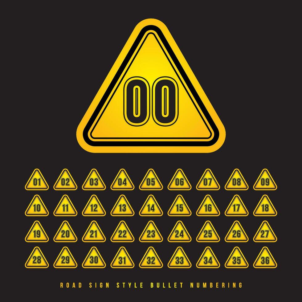 Road Sign Style Bullet Numbering vector