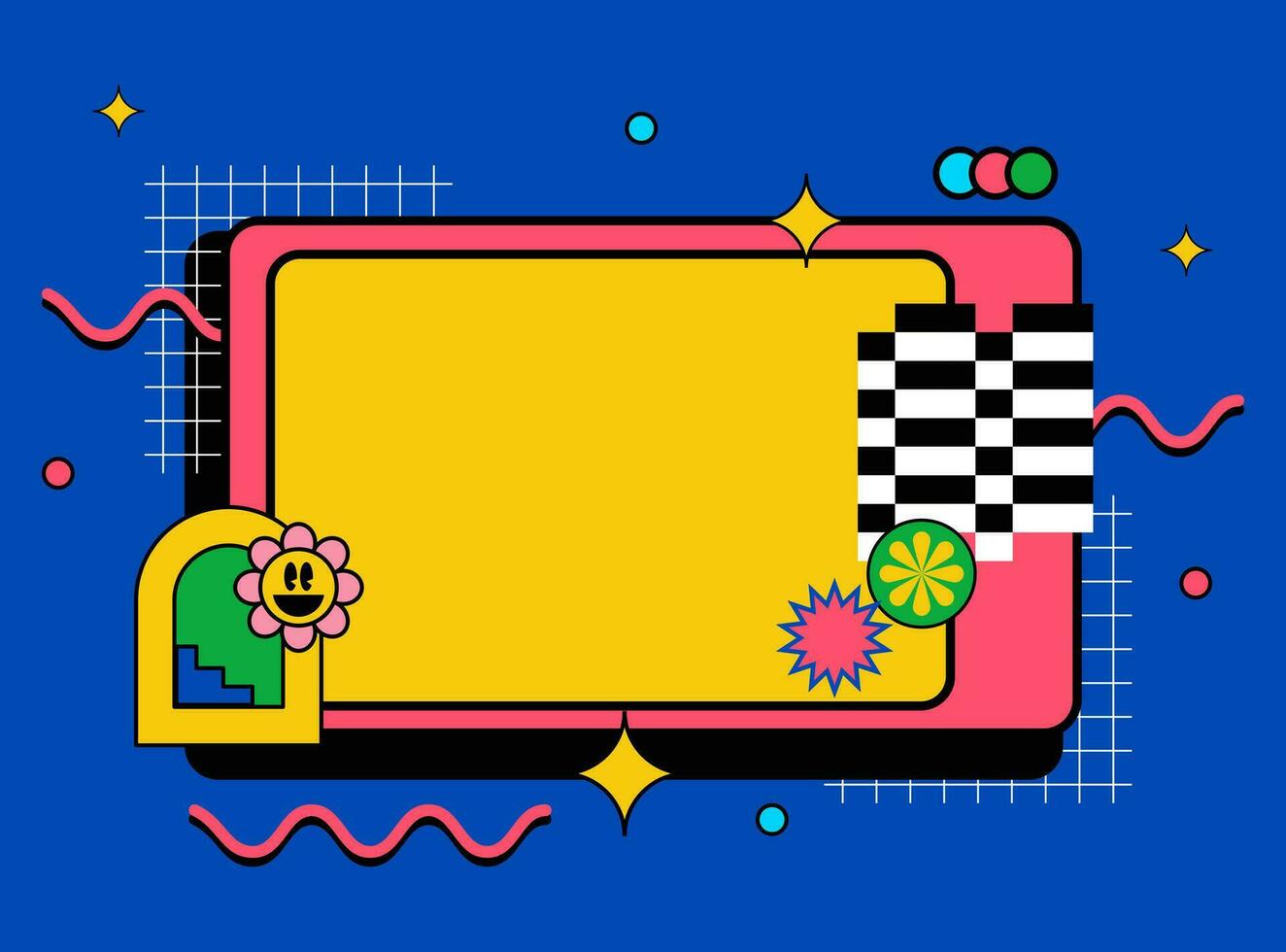 Retro frame background text space empty banner mempish card pop art illustration vector clip art editable