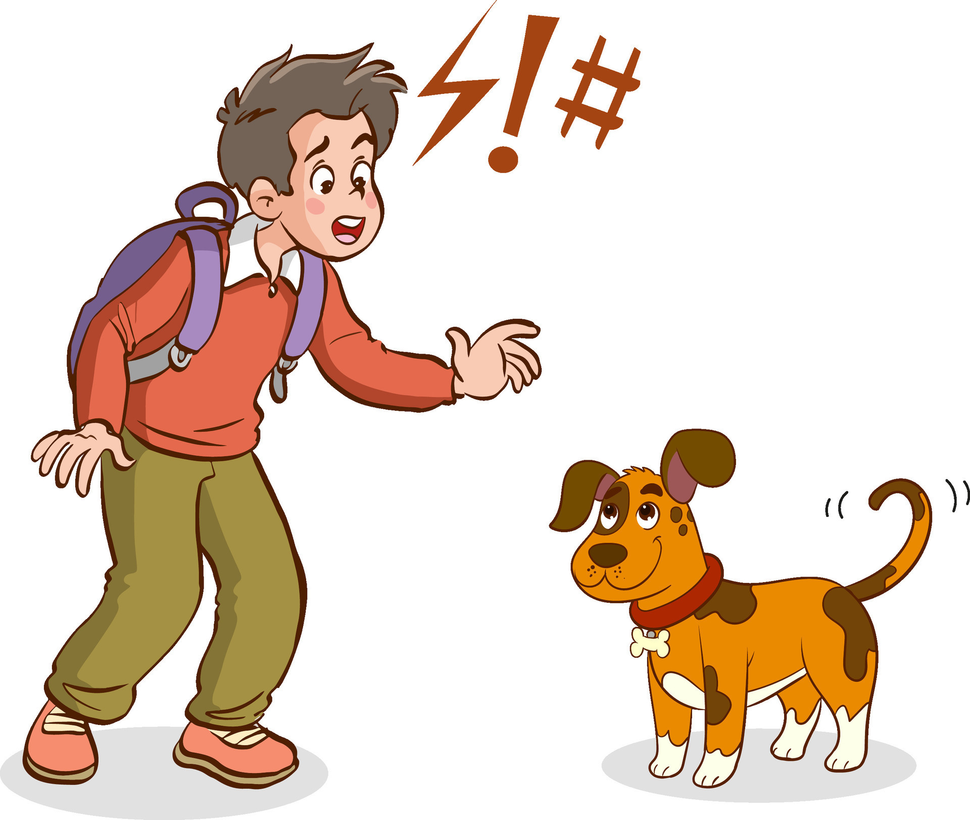 vector illustration of kid afraid of dog 27908499 Vector Art at Vecteezy