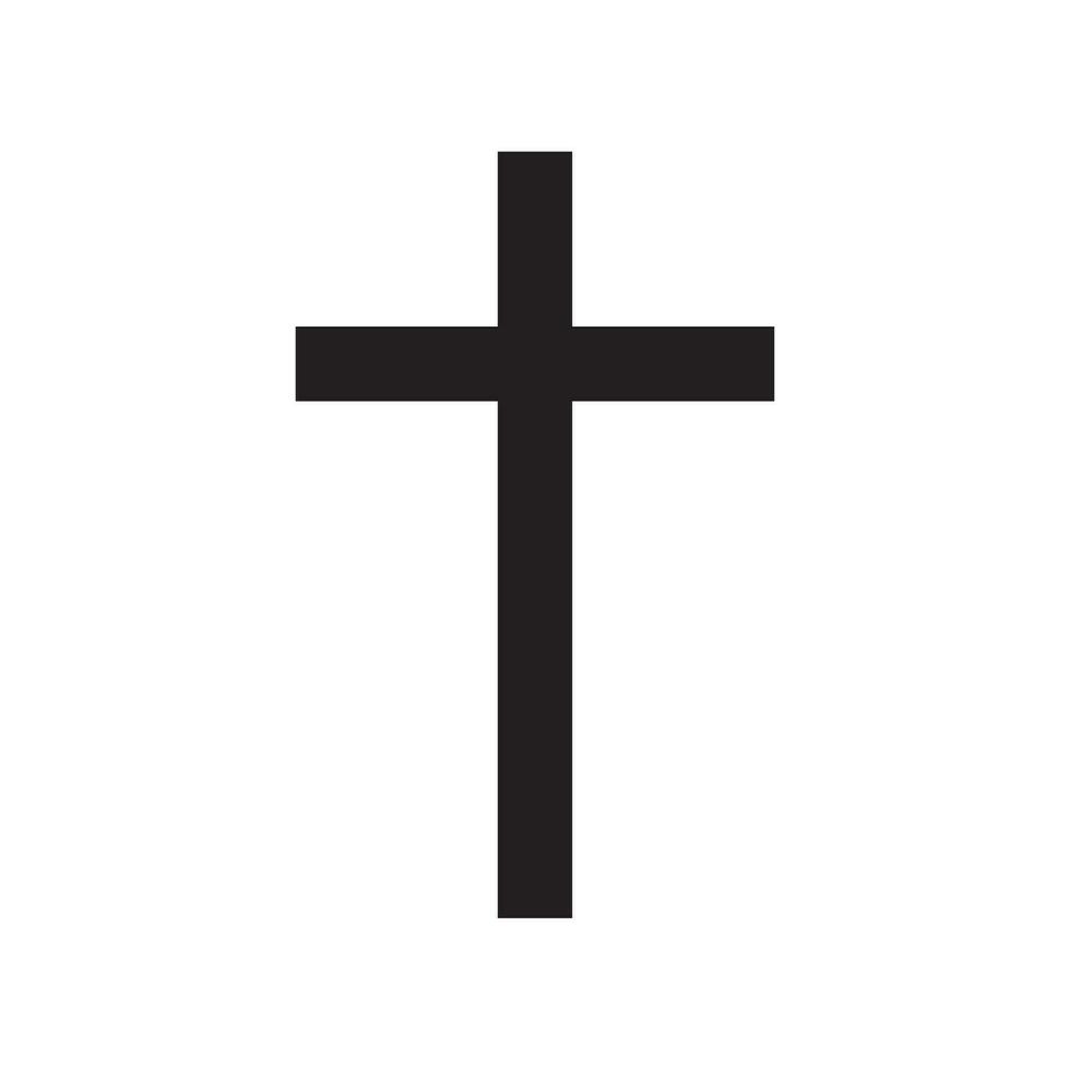 Christian cross vector symbol flat and outline style.