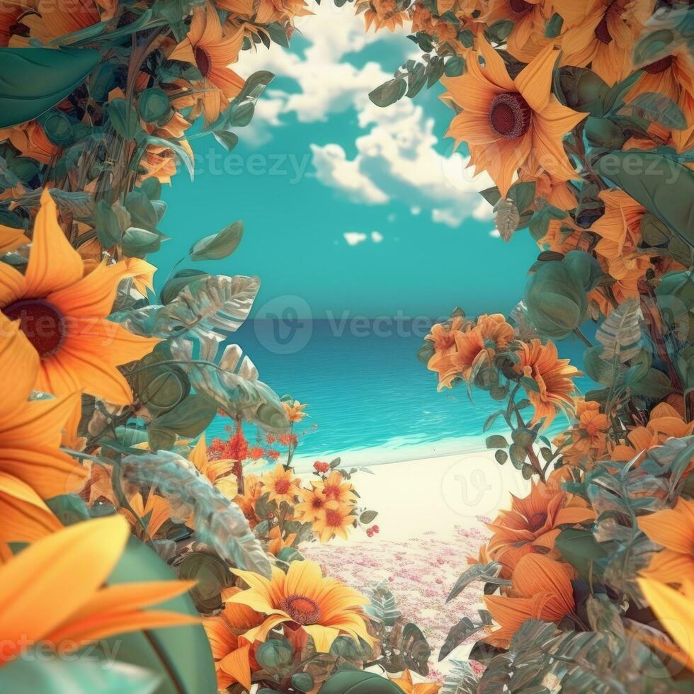 Summer Themed Lush Fractal Design Background generative AI photo