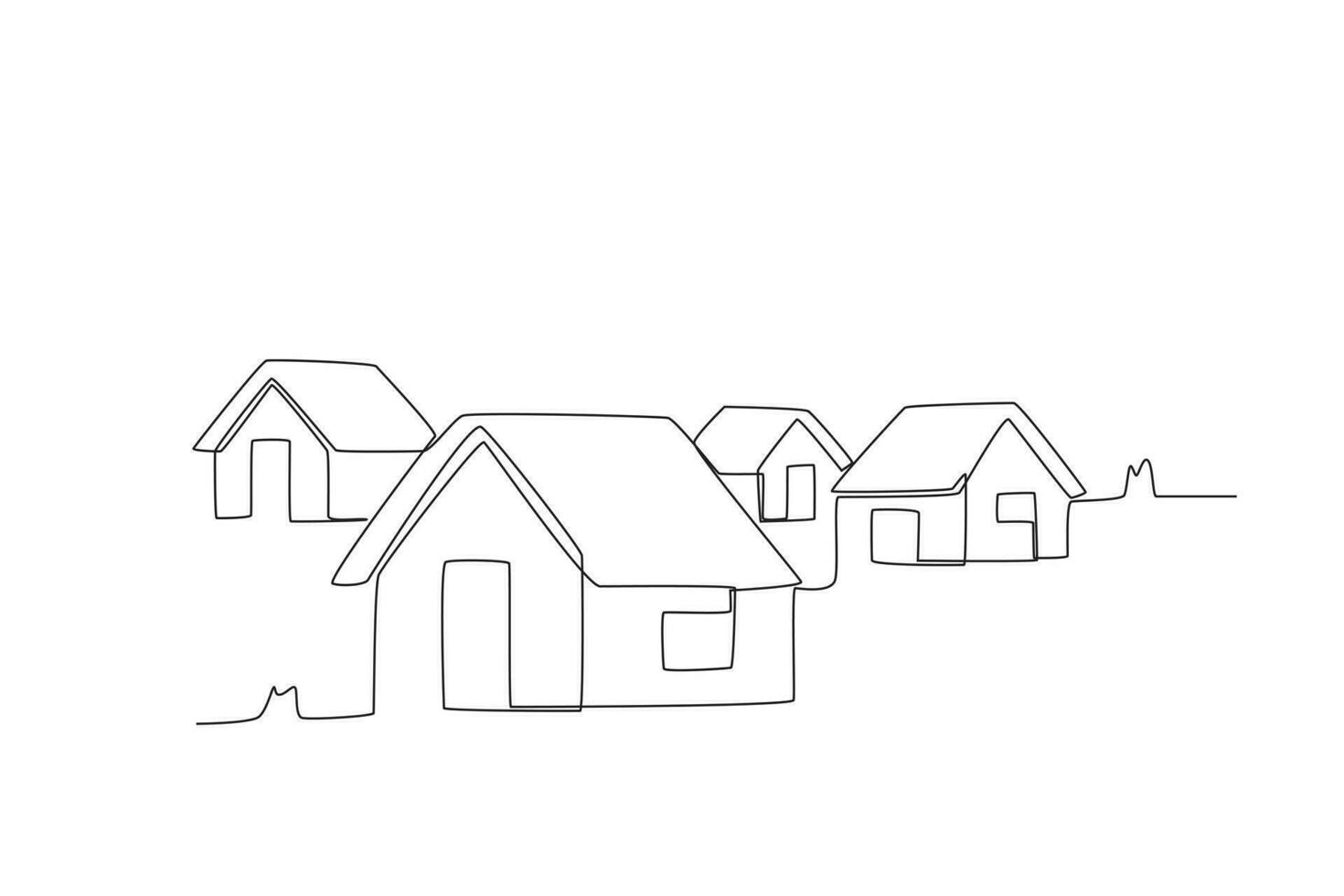 A village with four houses vector