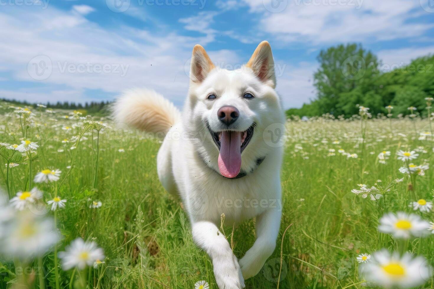 portrait of a happy outdoor summer dog generative AI photo
