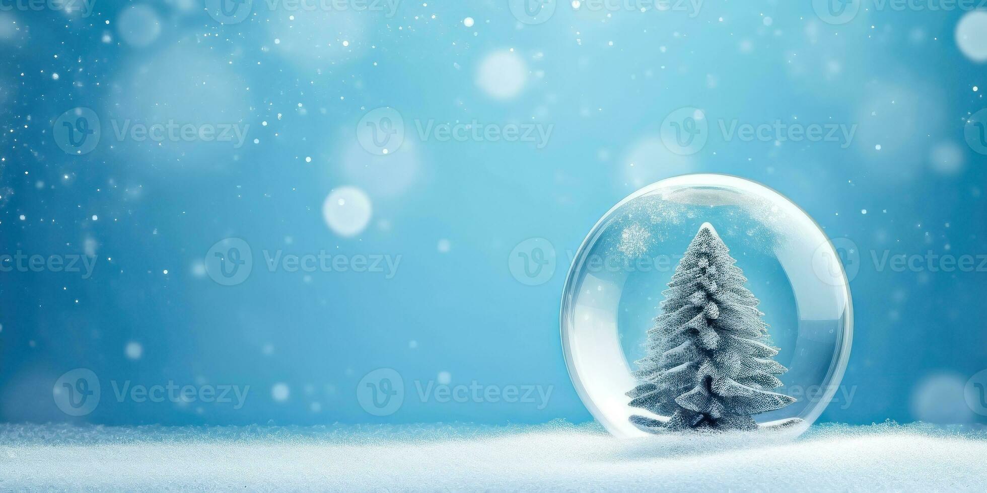 Winter Wonderland - Glass Christmas Ball and Snowy Trees - Generative AI photo