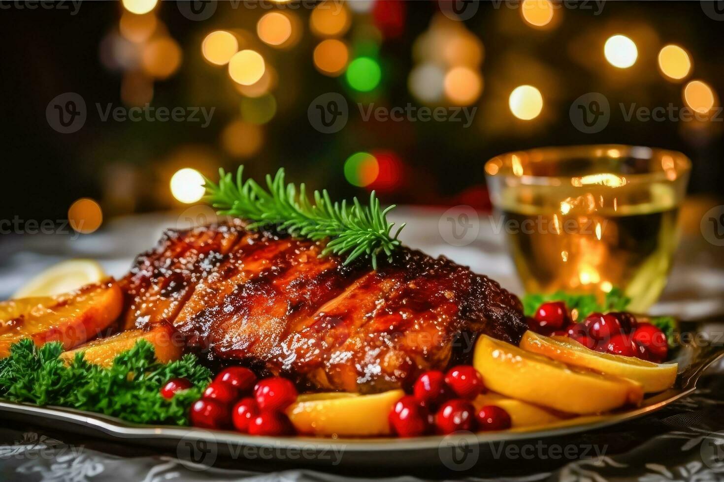 Festive Feast - Roast Duck Delight - Generative AI photo