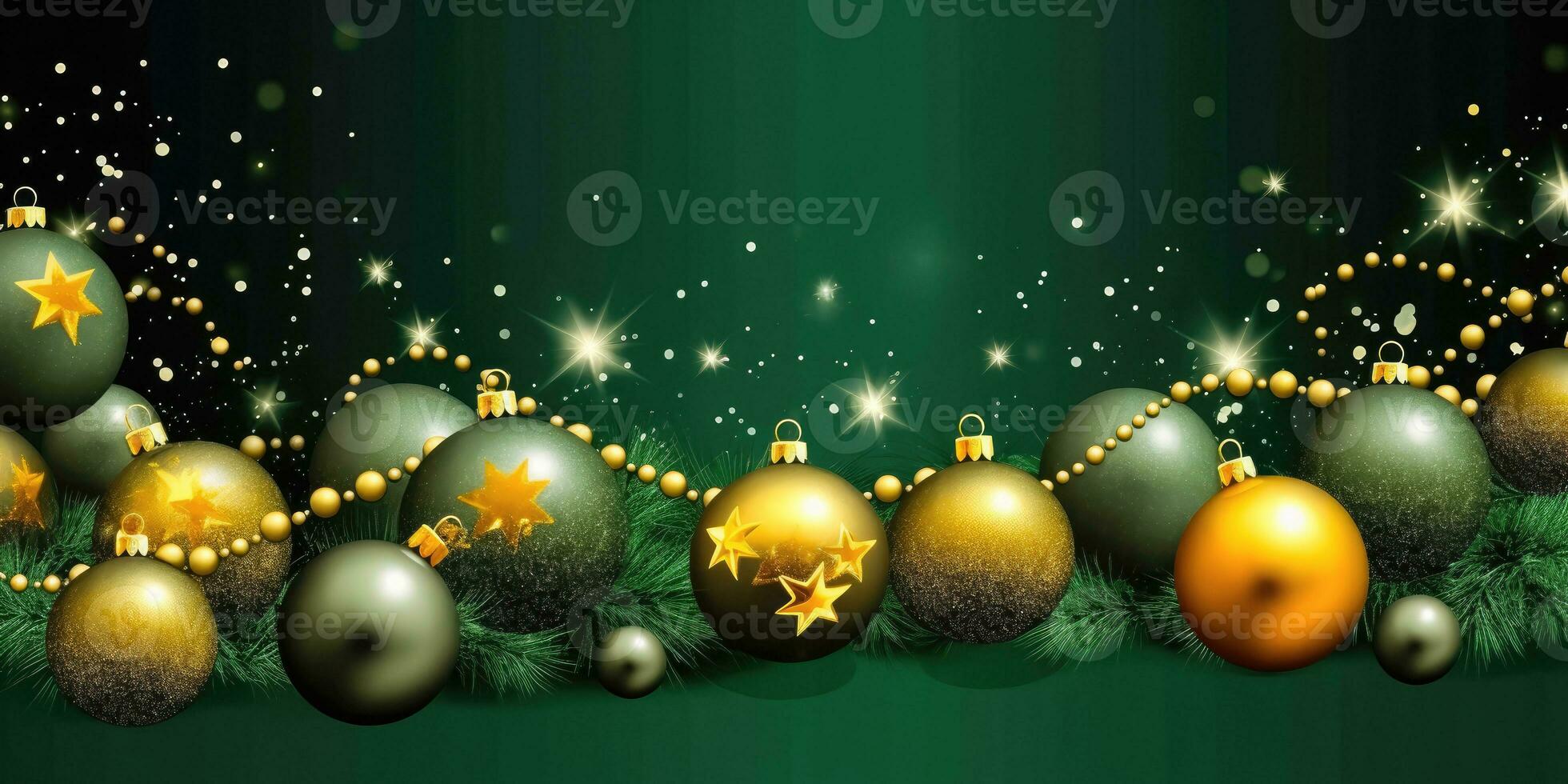 creativo Navidad magia - árbol decoración en verde bokeh - generativo ai foto