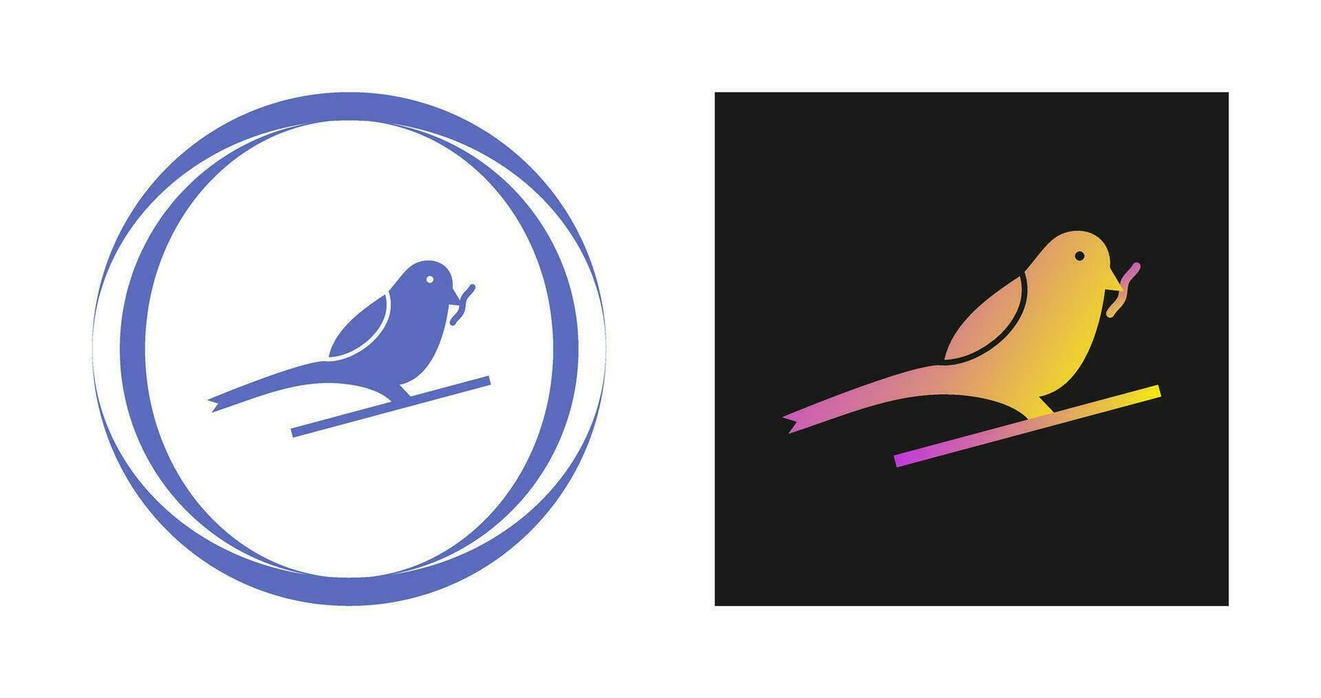 Bird Eating Worm Vector Icon