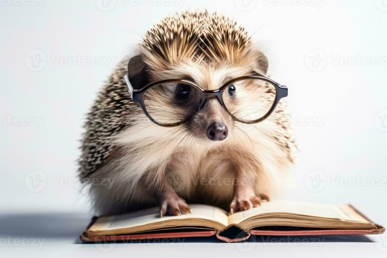 Adorable Hedgehog Reader - Explore the World of Books - Generative AI photo