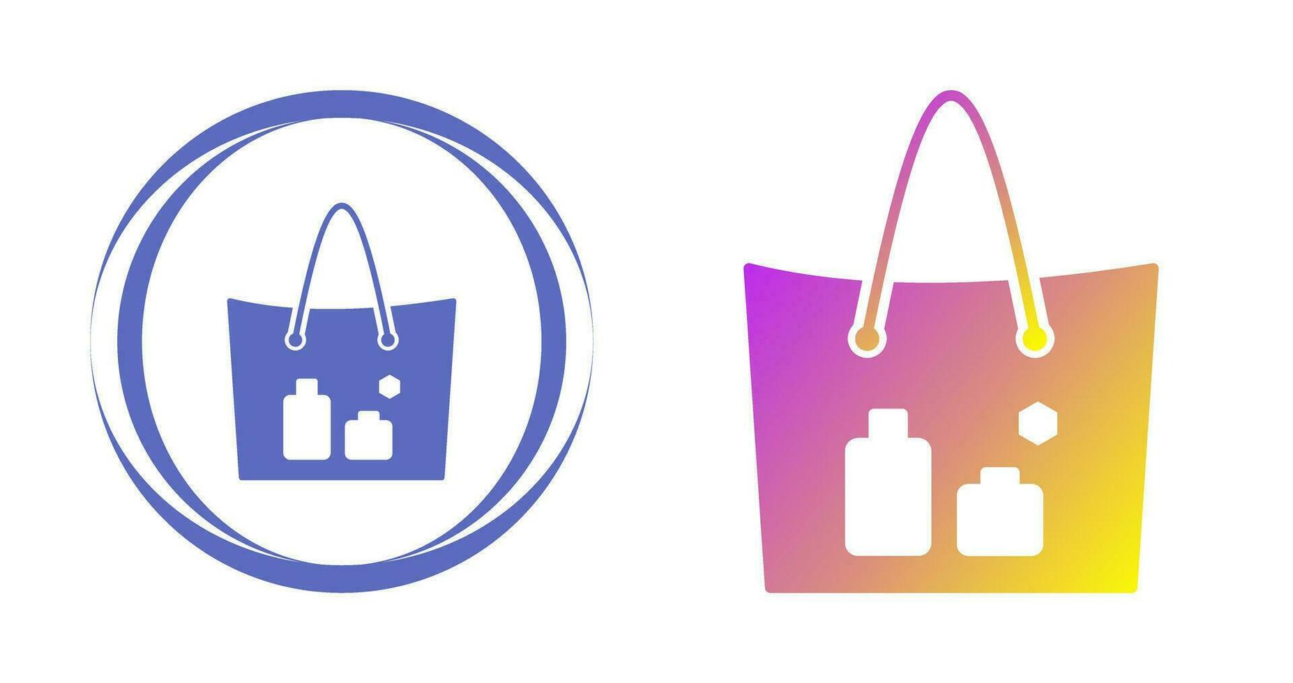 artículos en un icono de vector de bolsa