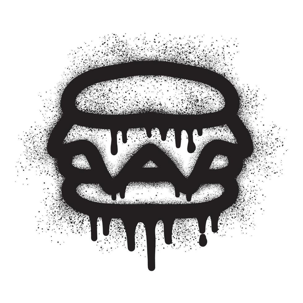 Burger icon graffiti with black spray paint vector